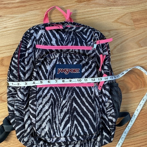 Jansport Zebra Print Large Back Pack Book bag Womens Pink compartments school - Picture 12 of 12